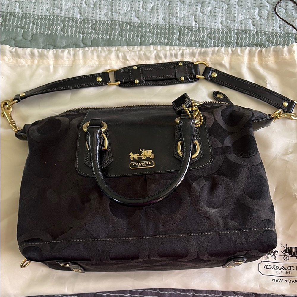 Coach Black Satchel with Gold Hardware
